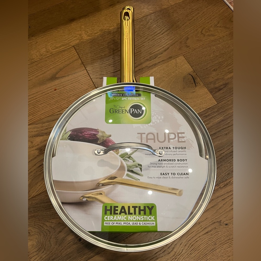 SOLD GreenPan Reserve Ceramic Nonstick Fry Pans 10” & 12” & Glass Lid